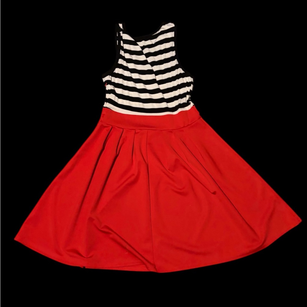 Striped Black and White Top with Red Skirt Dress - Picture 11 of 13